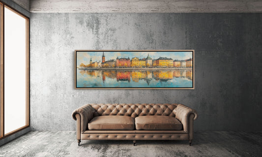 Colorful European Waterfront Reflections