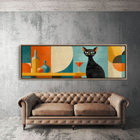 Mid Century Black Cat and Cocktail