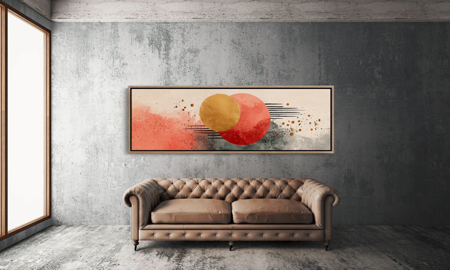 Modern Abstract Red and Gold Circles