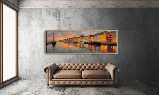 Colorful Harbor Sunset Cityscape