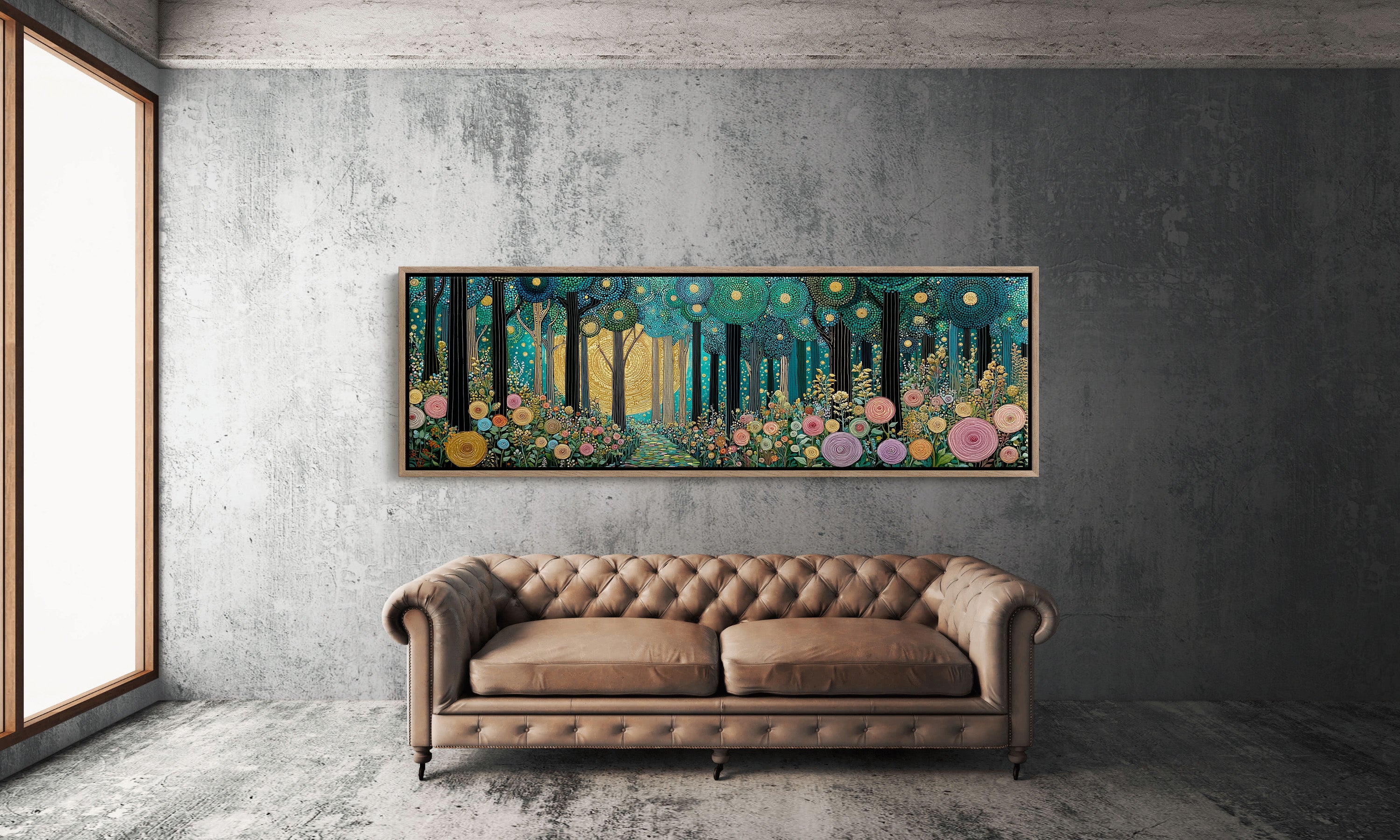 Golden Moon Through Enchanted Forest