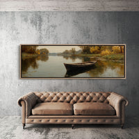 Quiet Boat on Autumn River