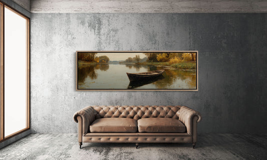 Quiet Boat on Autumn River