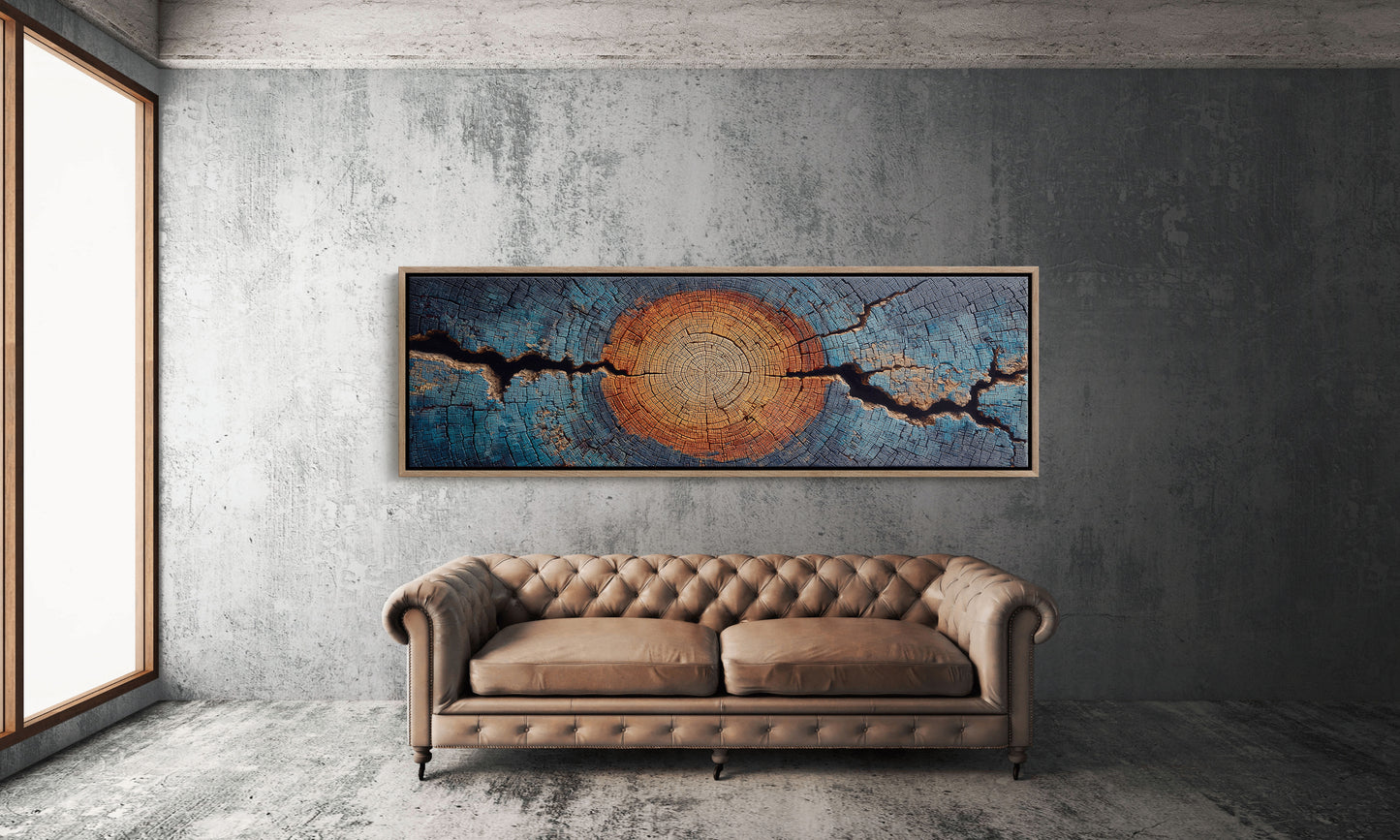 Blue and Copper Tree Ring Abstract