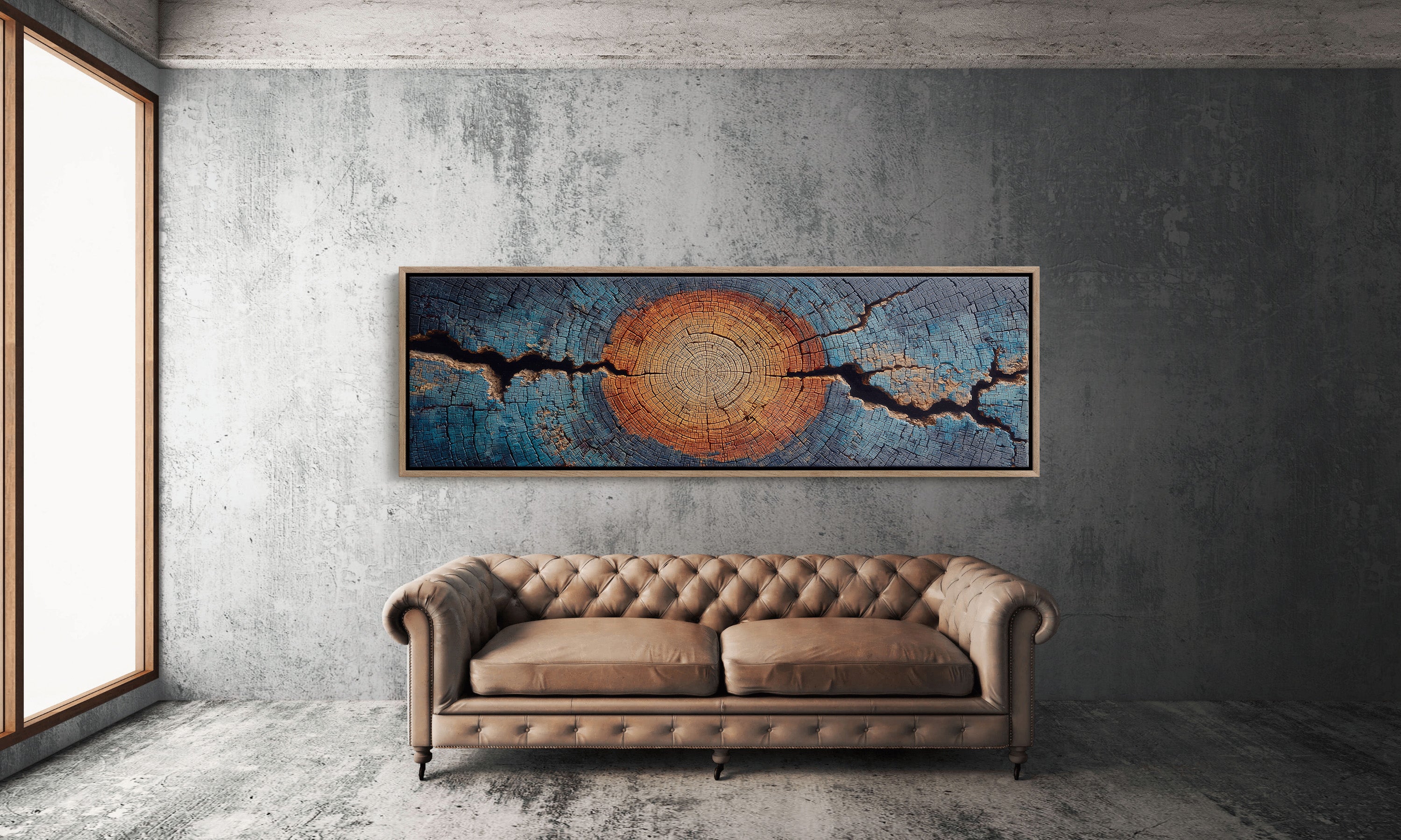 Blue and Copper Tree Ring Abstract