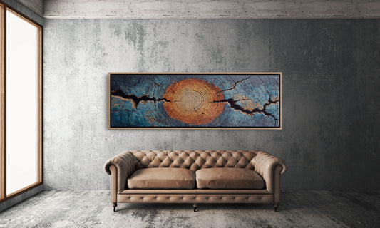 Blue and Copper Tree Ring Abstract