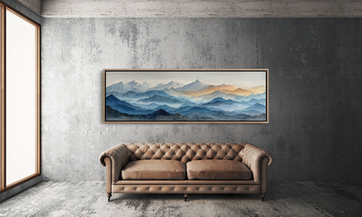 Misty Blue Mountain Range Landscape