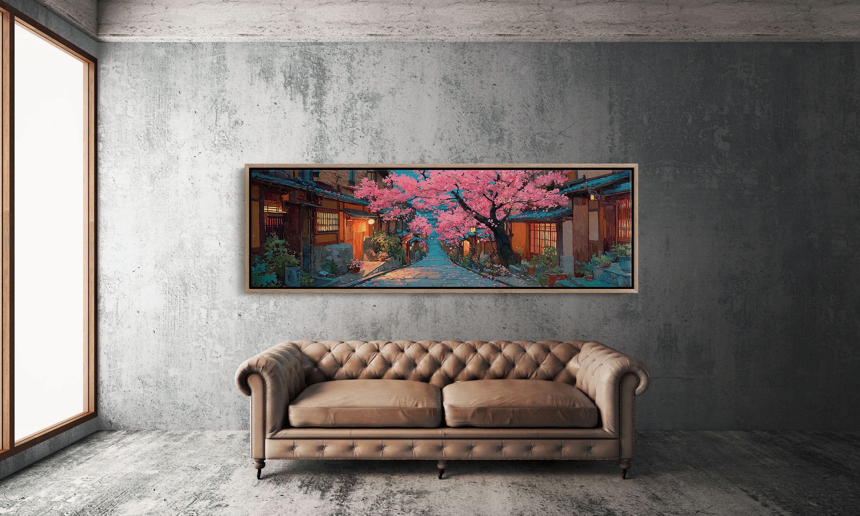 Lantern Street Beneath Cherry Blossoms