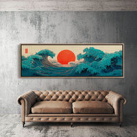 Crimson Sun Rising Over Ocean Waves