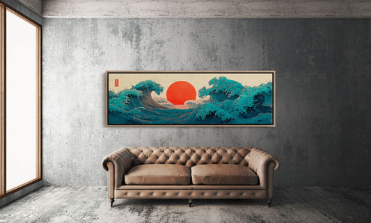 Crimson Sun Rising Over Ocean Waves
