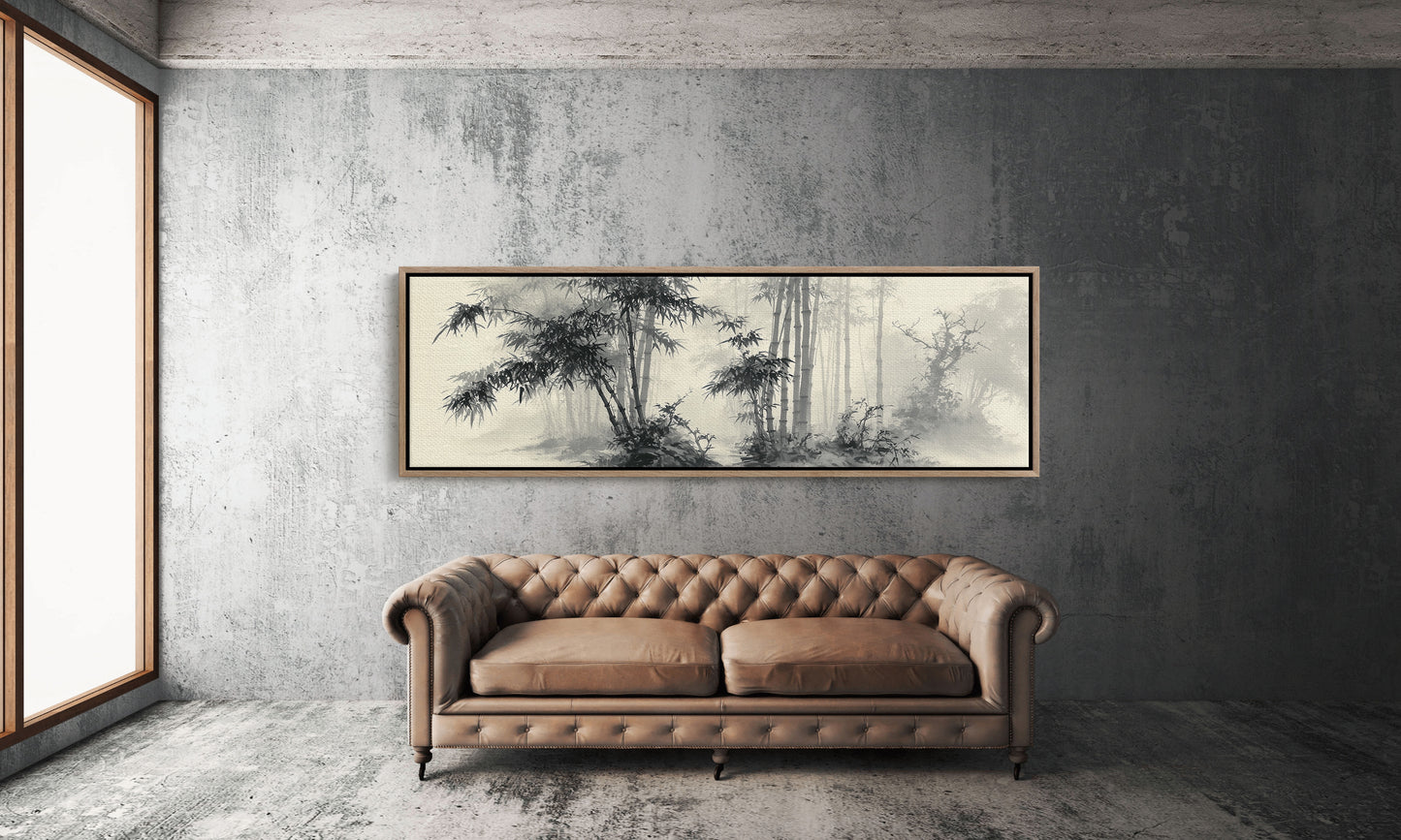 Misty Bamboo Grove Ink Landscape