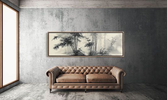 Misty Bamboo Grove Ink Landscape