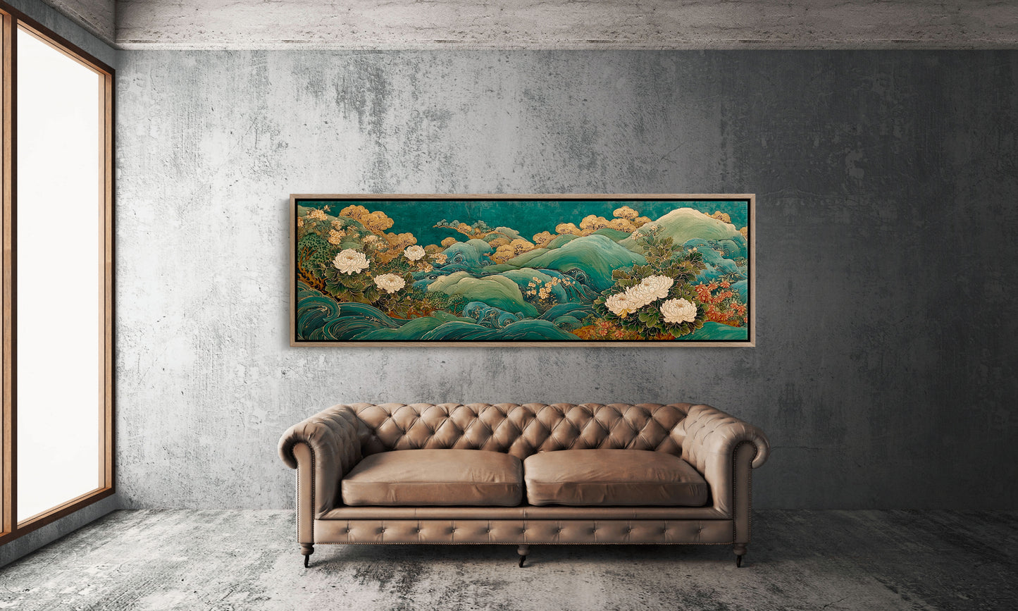 Golden Blooms Above Emerald Waves
