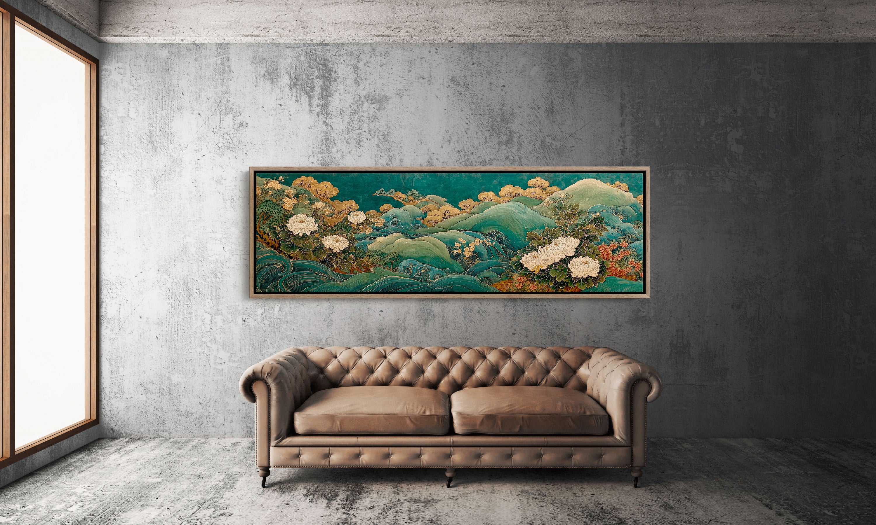 Golden Blooms Above Emerald Waves