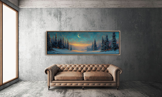 Moonlit Snow Path Through Winter Pines