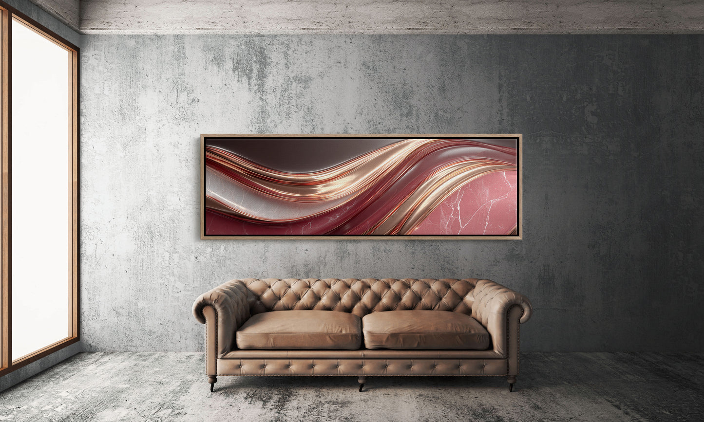 Flowing Copper Waves in Crimson Stone