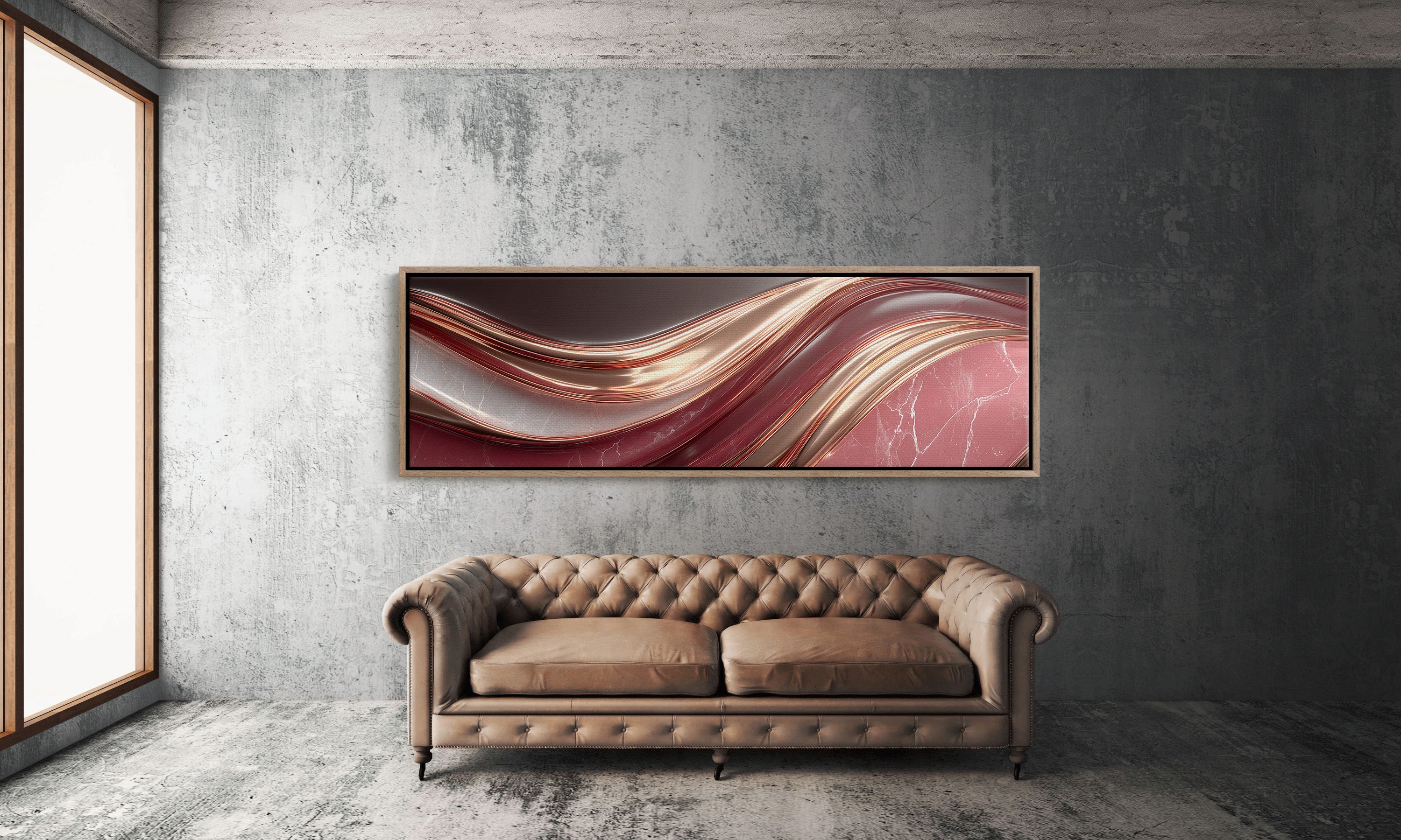 Flowing Copper Waves in Crimson Stone