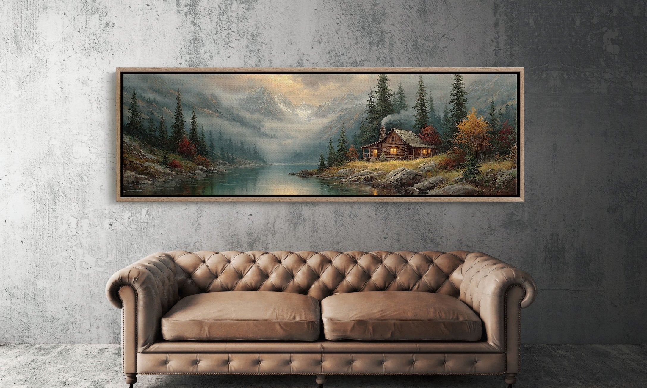 Cabin Glow In Misty Mountain Valley