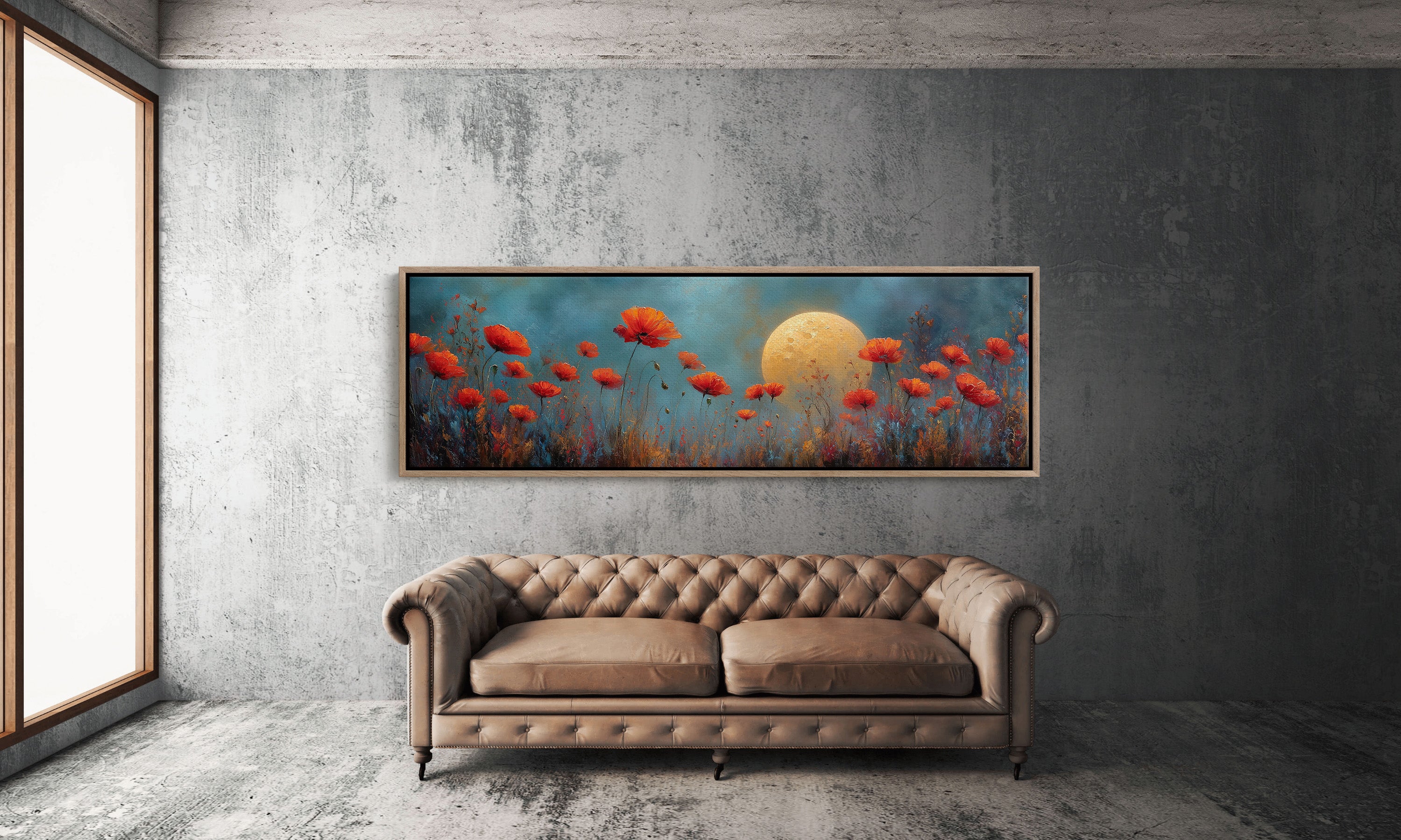 Moonlit Red Poppy Field Dreamscape
