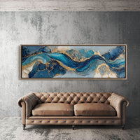 Blue And Gold Abstract Fluid Art