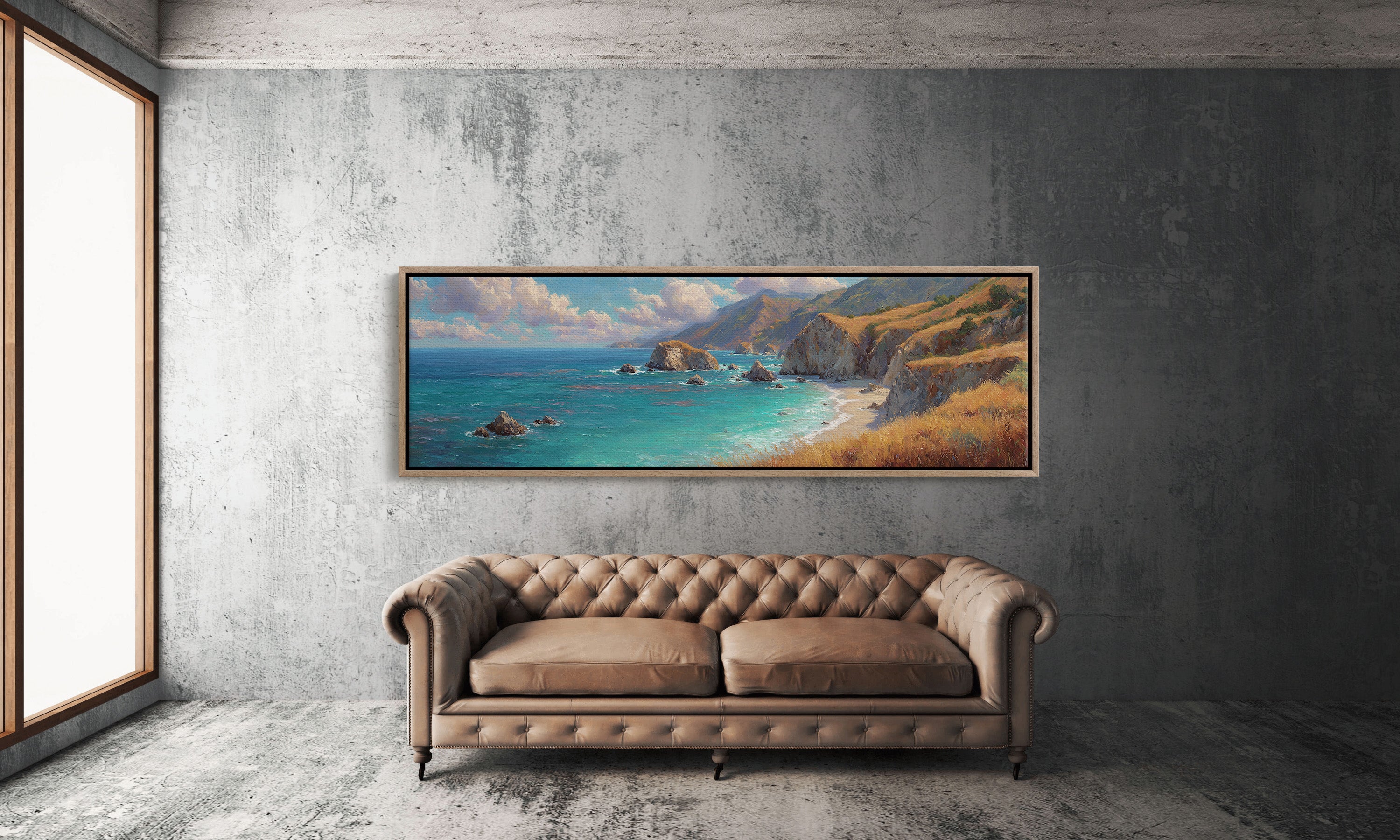 Golden Cliffs Above The Turquoise Sea