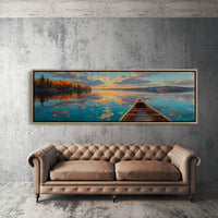 Canoe Drifting Across A Golden Lake