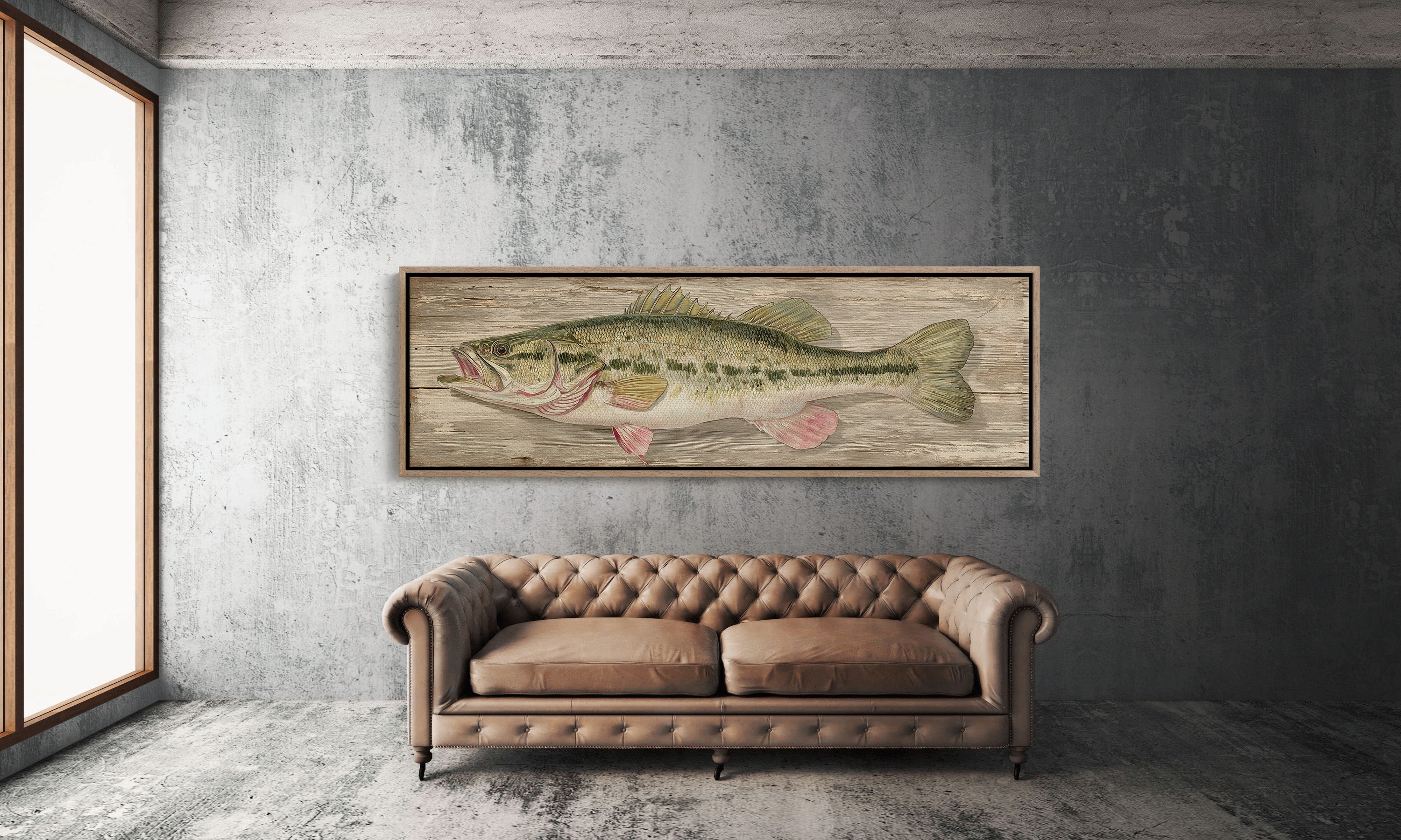 Largemouth Bass Over Rustic Wood