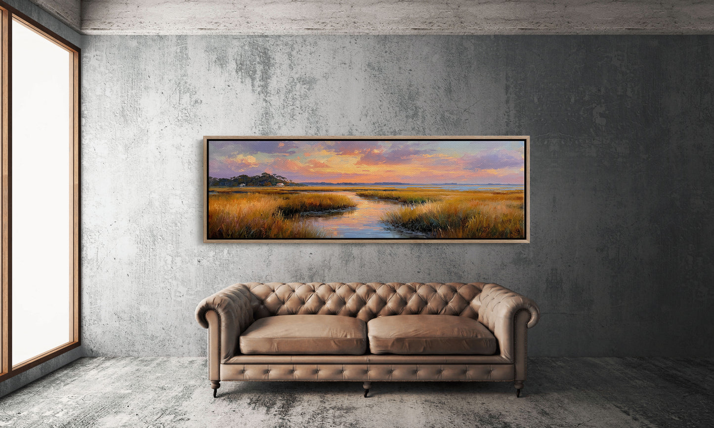 Golden Marsh Beneath A Painted Sky