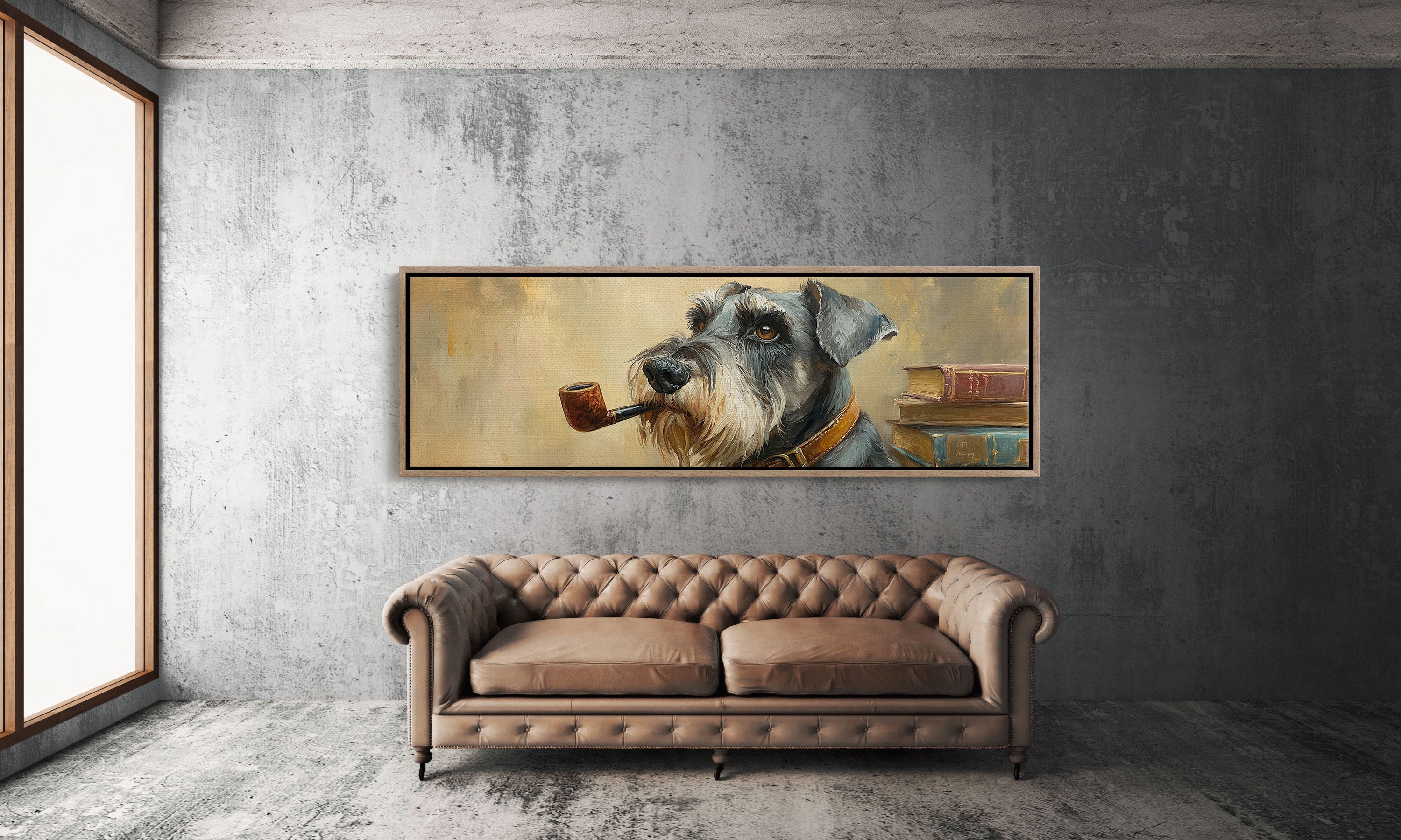 Scholarly Schnauzer With Pipe
