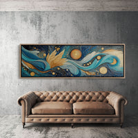 Celestial Currents In Gold And Blue