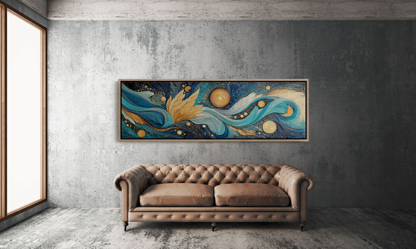 Celestial Currents In Gold And Blue