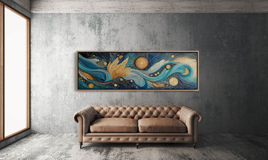 Celestial Currents In Gold And Blue