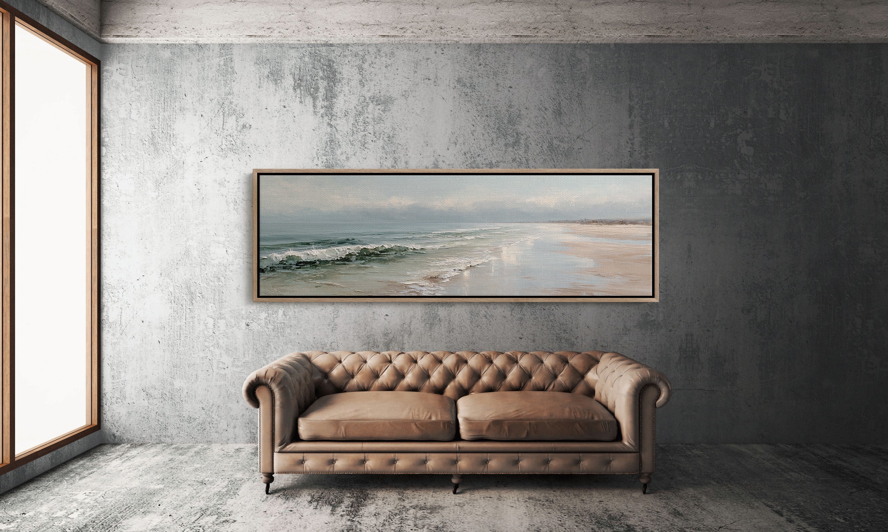 Soft Ocean Waves on a Serene Misty Shore