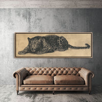 Vintage Leopard Illustration on Aged Paper Background
