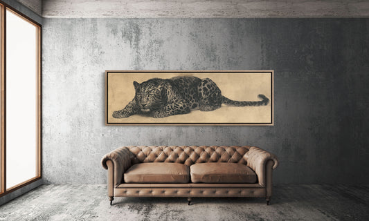 Vintage Leopard Illustration on Aged Paper Background