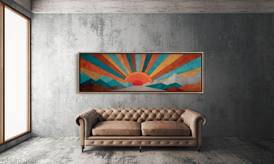 Retro Sunrise Over Painted Peaks
