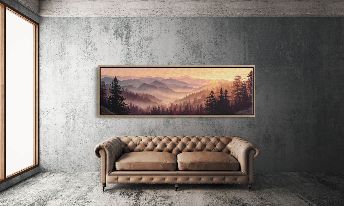 Sunrise Through the Misty Pines