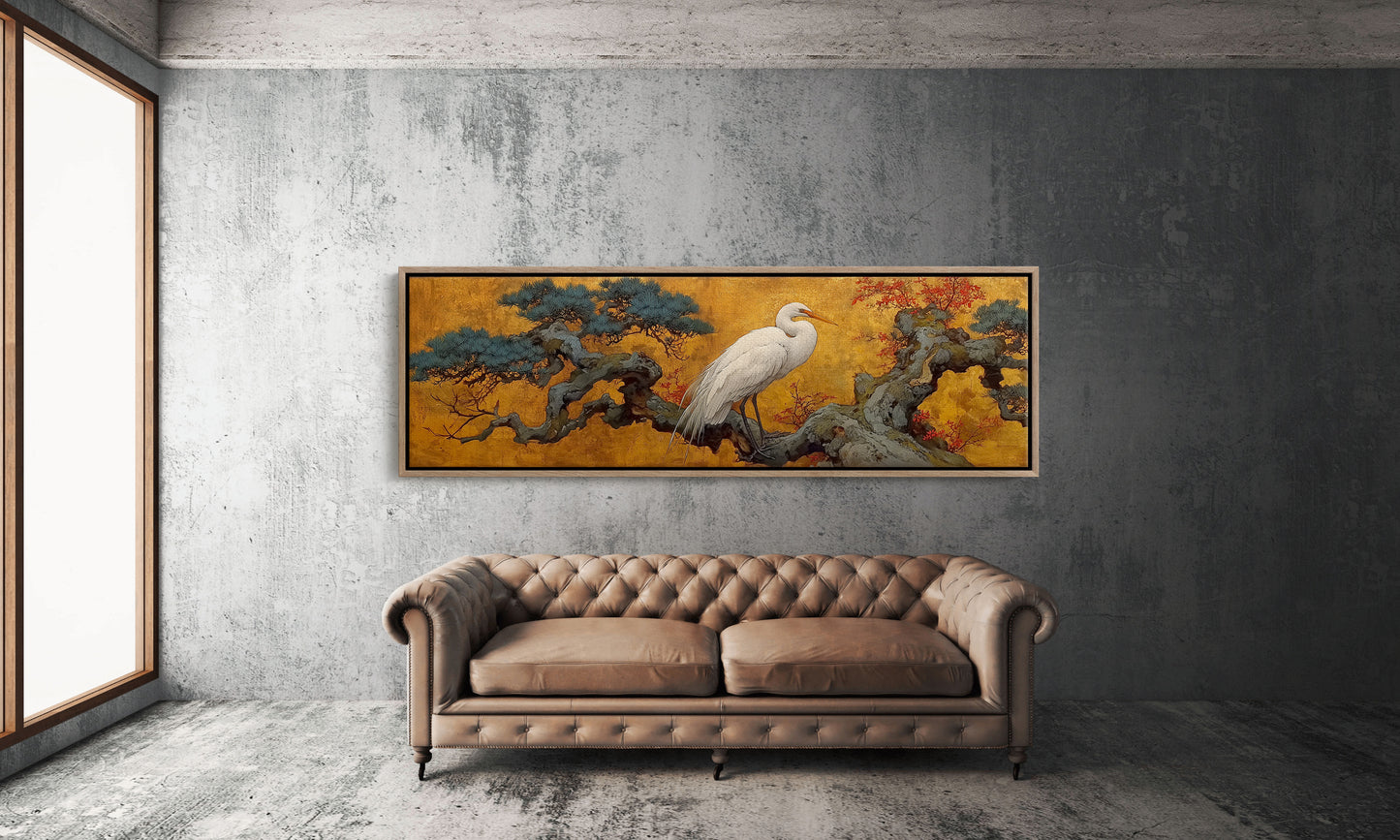 Heron Among Golden Pines