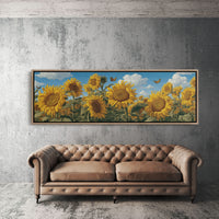 Sunflowers Beneath a Carved Sky