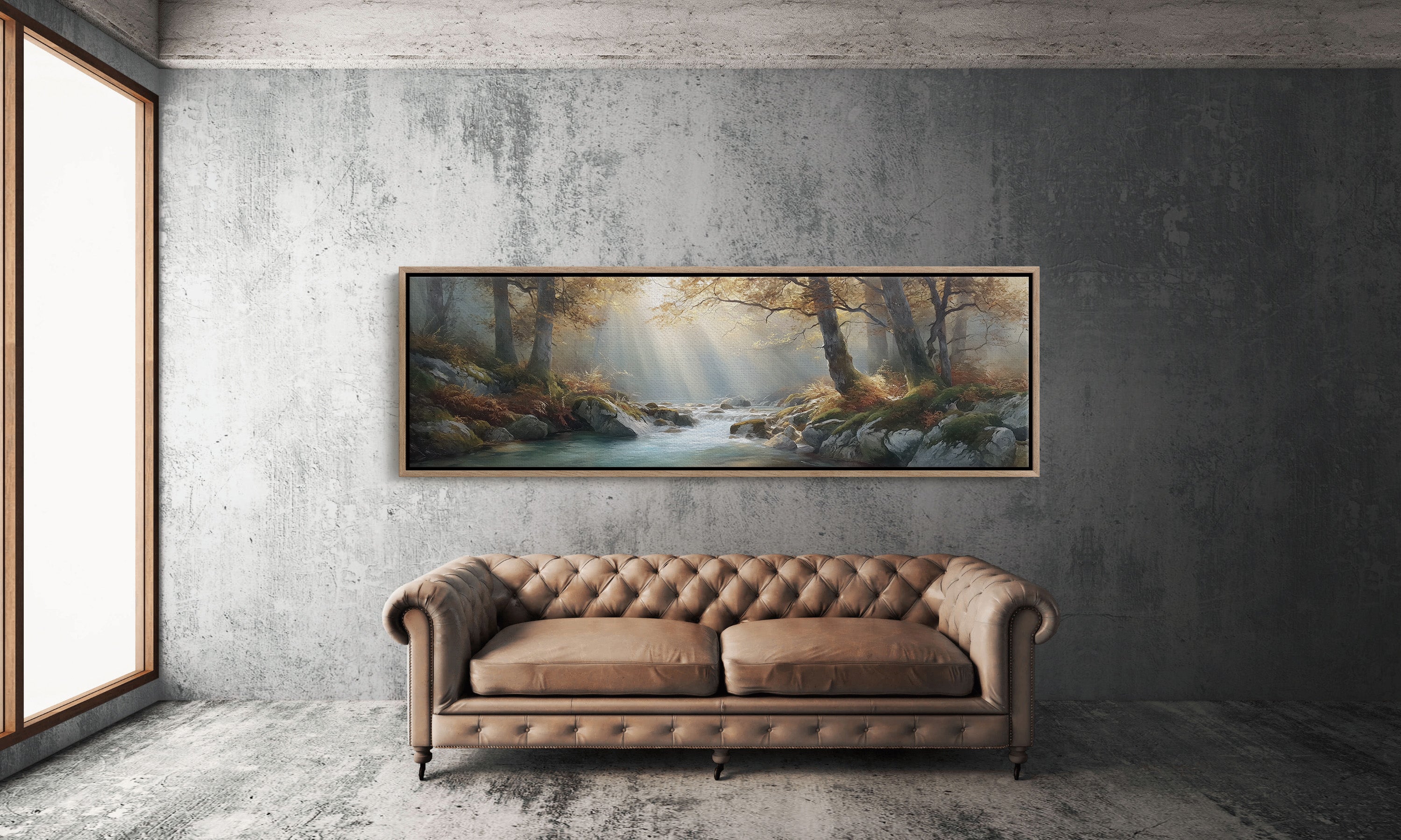 Sunbeams Over the Forest Stream