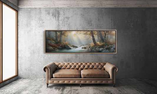Sunbeams Over the Forest Stream