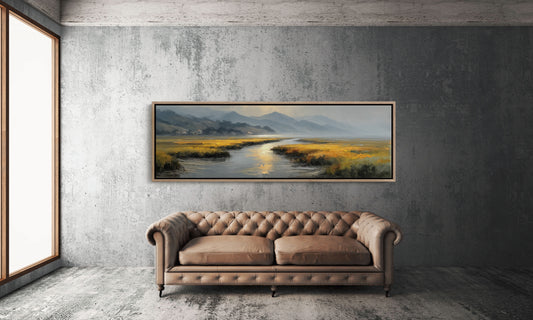 Golden Marsh Under Distant Peaks