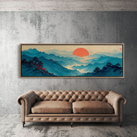 Crimson Sun Over Blue Mountain Seas