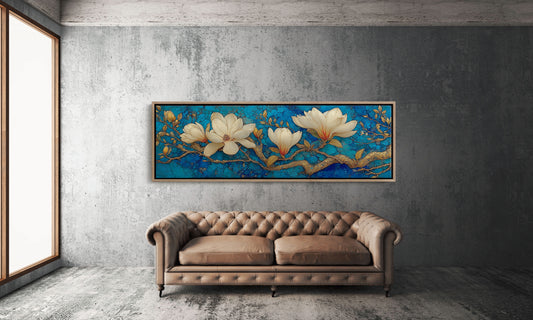 Golden Magnolia on Blue Marble