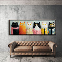Dressed-Up Cats in a Row