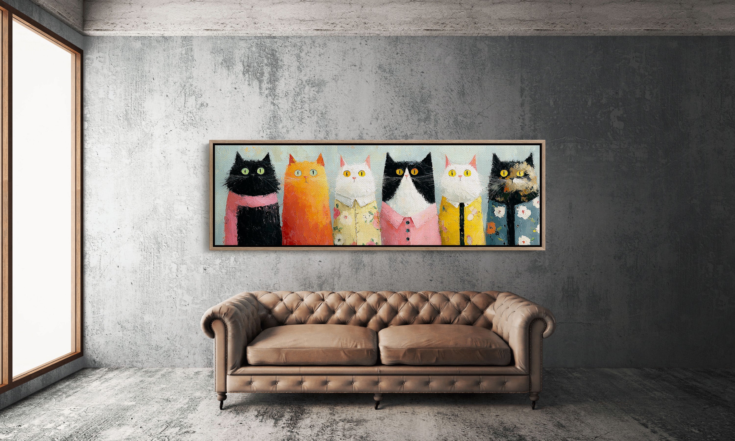 Dressed-Up Cats in a Row