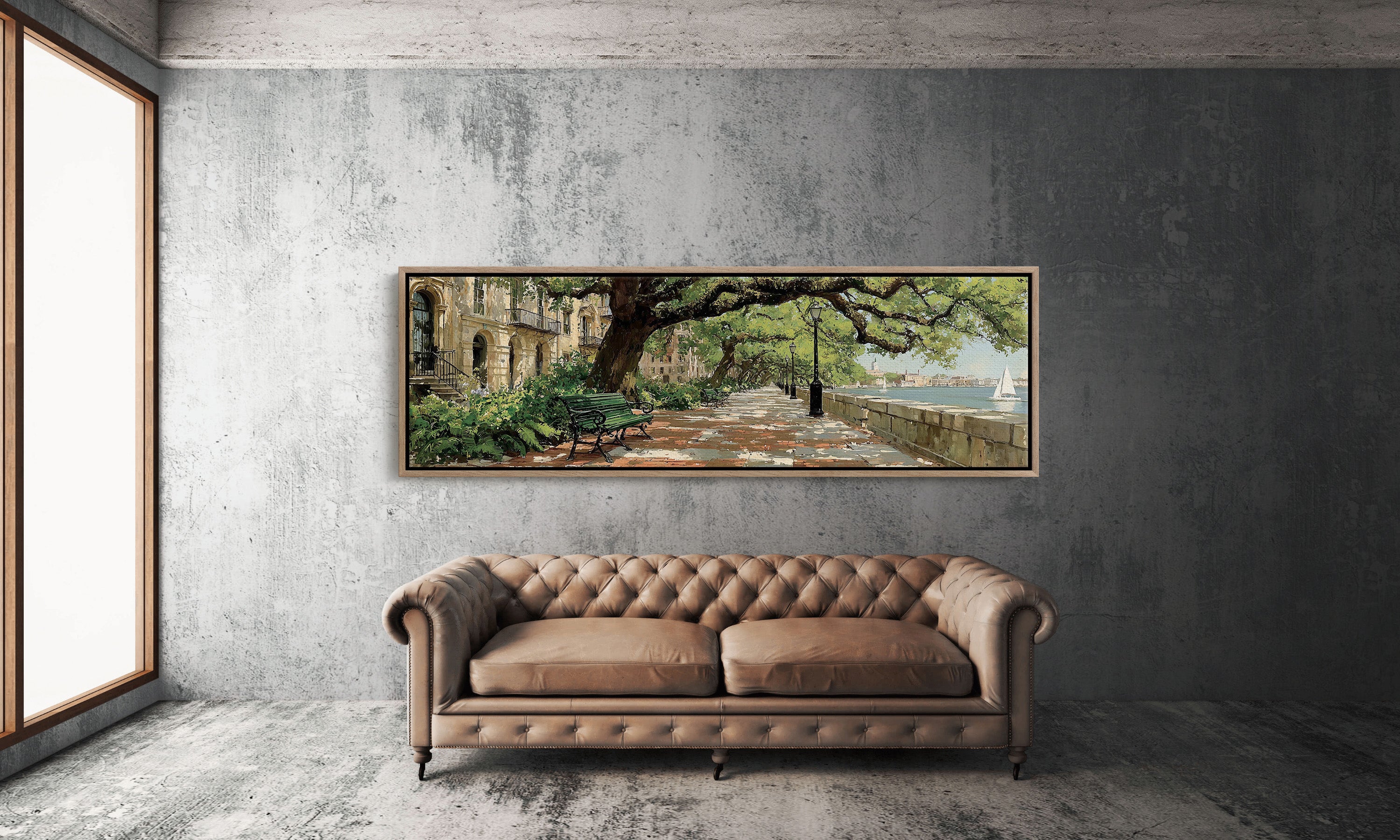 Sunlit Promenade by the Water