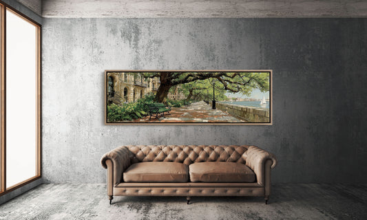 Sunlit Promenade by the Water