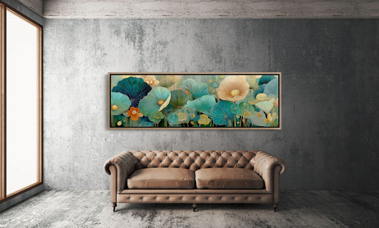 Blooming Waves of Teal and Amber