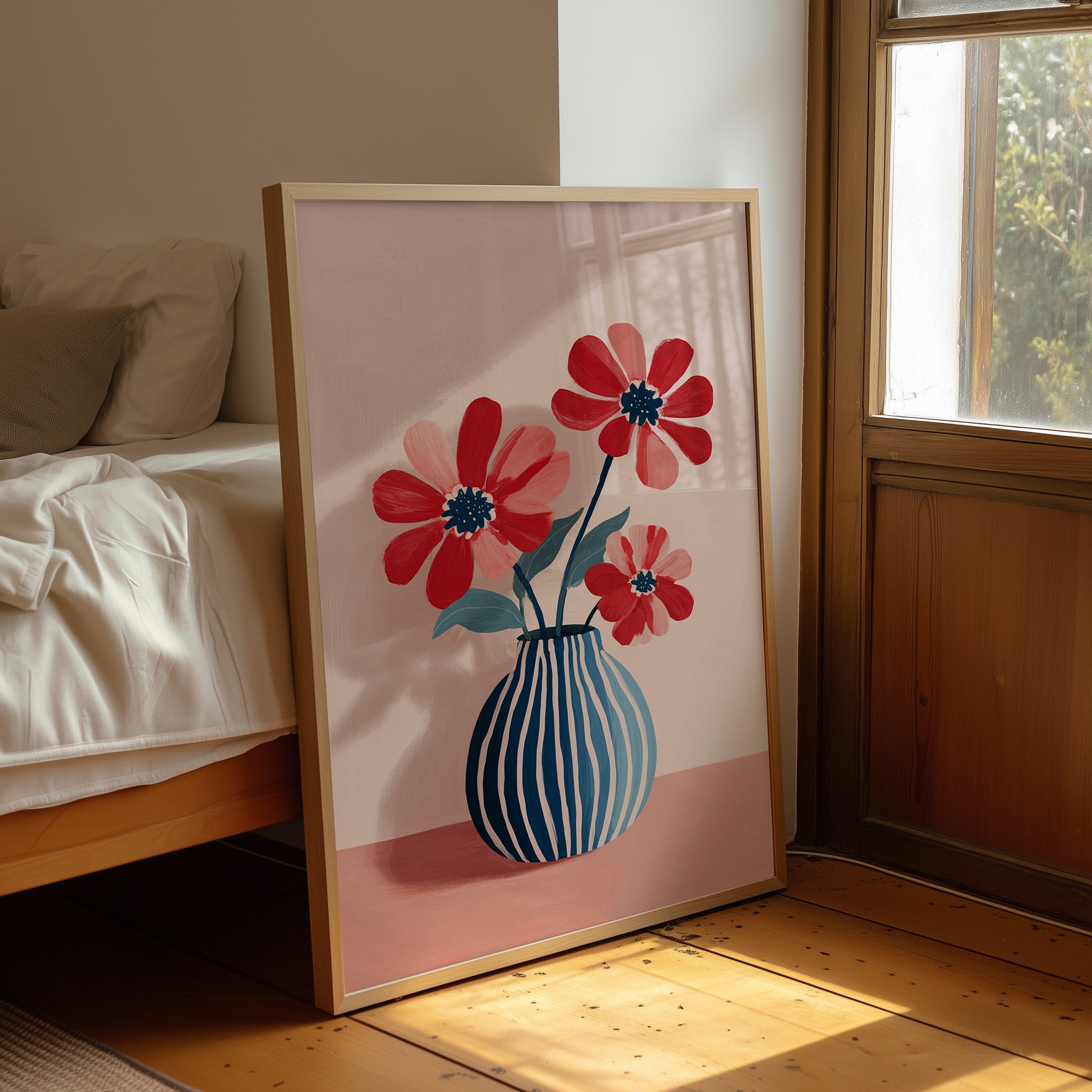 Petals in a Striped Vase
